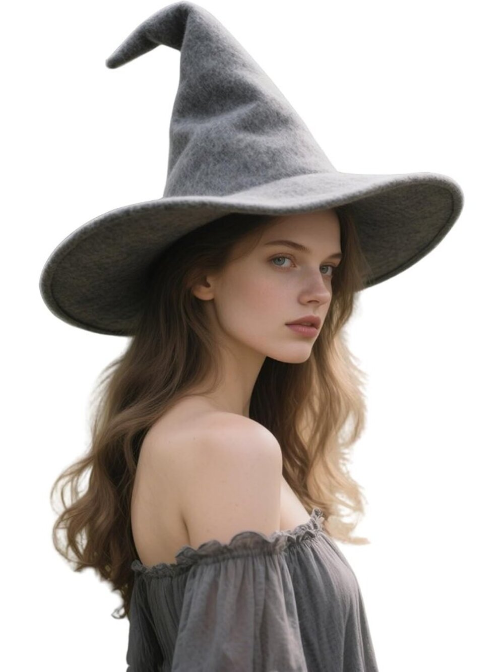 Halloween Grey Wizard Hat for Adults Large Witch Sorcerer Hats Costume Accessory